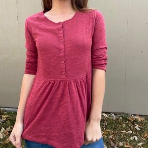 Banana Republic Red Button Babydoll Henley